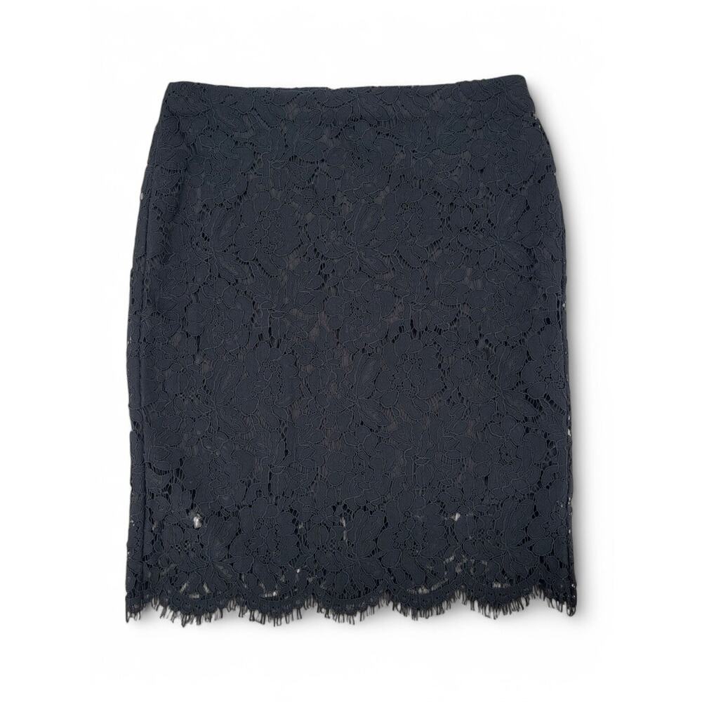 Banana Republic Black Lace Pencil Skirt Size 6 Floral‎ Lined Scallop Hem NWT
